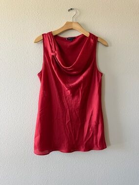 Anne Klein Red Satin Drape-Neck Camisole